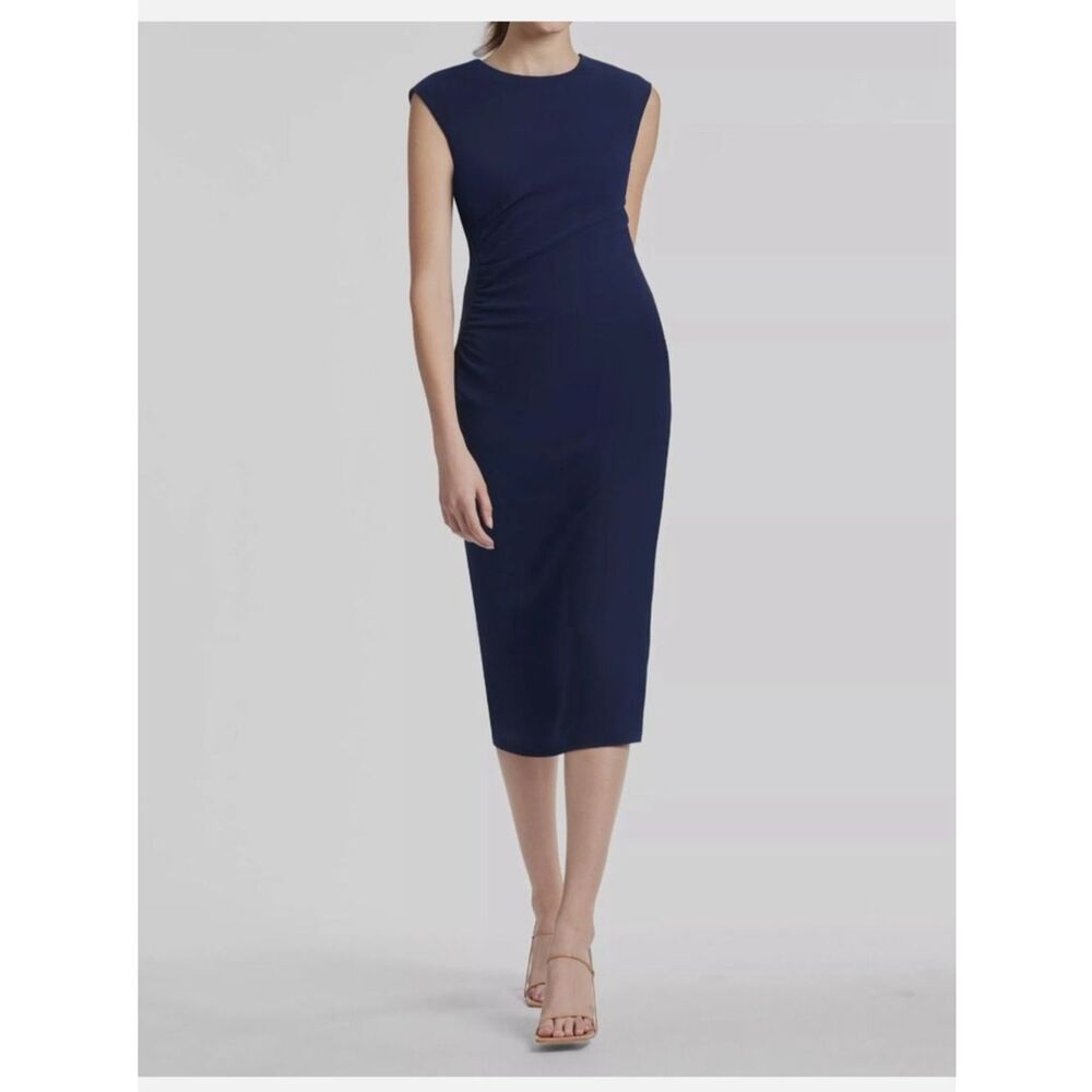 $450 Sachin & Babi Women's Blue Navy Diana Crepe Sheath Dress Size 6